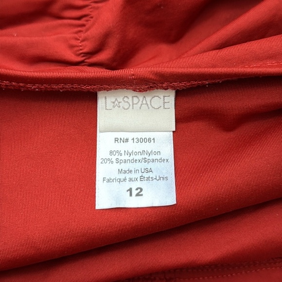L Space The Nora Ruched Halter Tie Burnt Red/Orange One Piece Swimsuit Size 12 - Picture 8 of 9